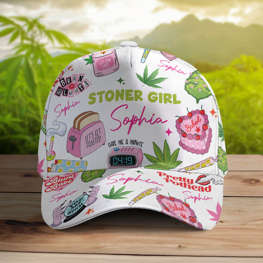 Stoner Girl Cannabis Cake Pink - Personalized Classic Cap