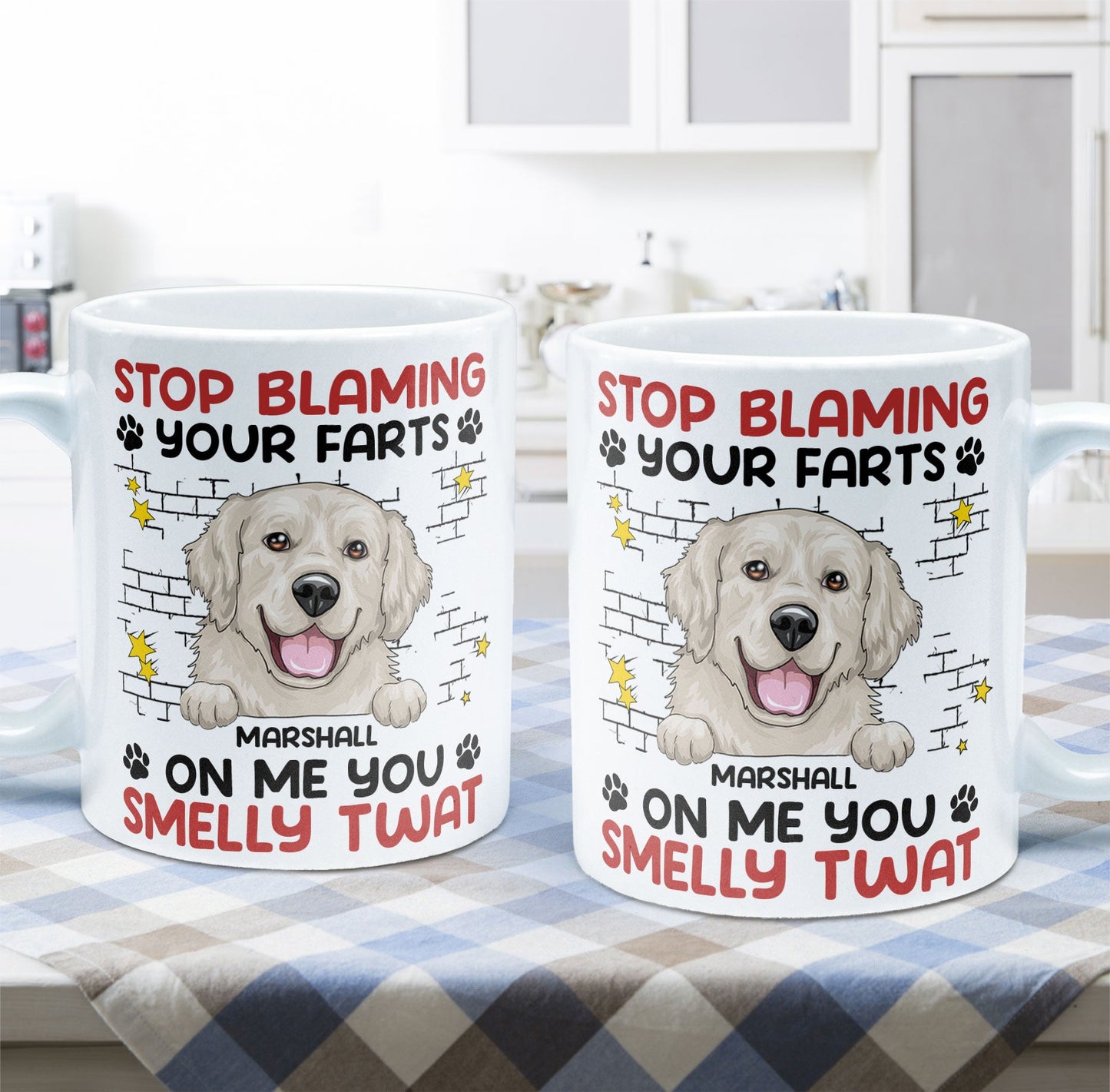 Stop Blaming Your Farts On Me You Smelly Twat Dog Funny - Personalized Mug