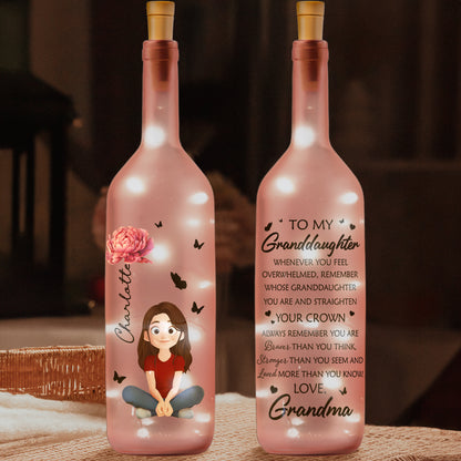 Straighten Your Crown Granddaughter - Personalized Bottle Lamp