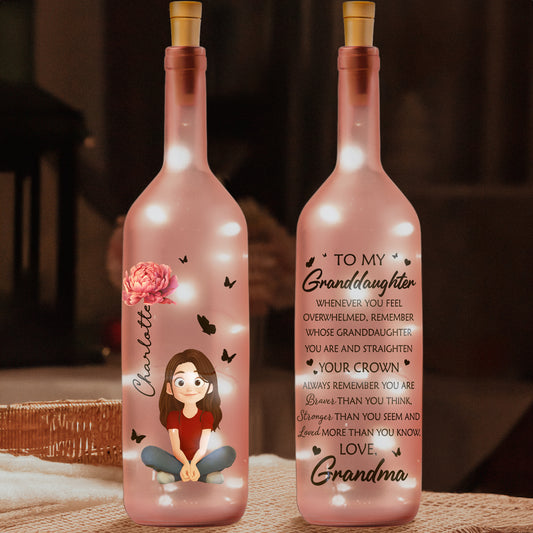 Straighten Your Crown Granddaughter - Personalized Bottle Lamp
