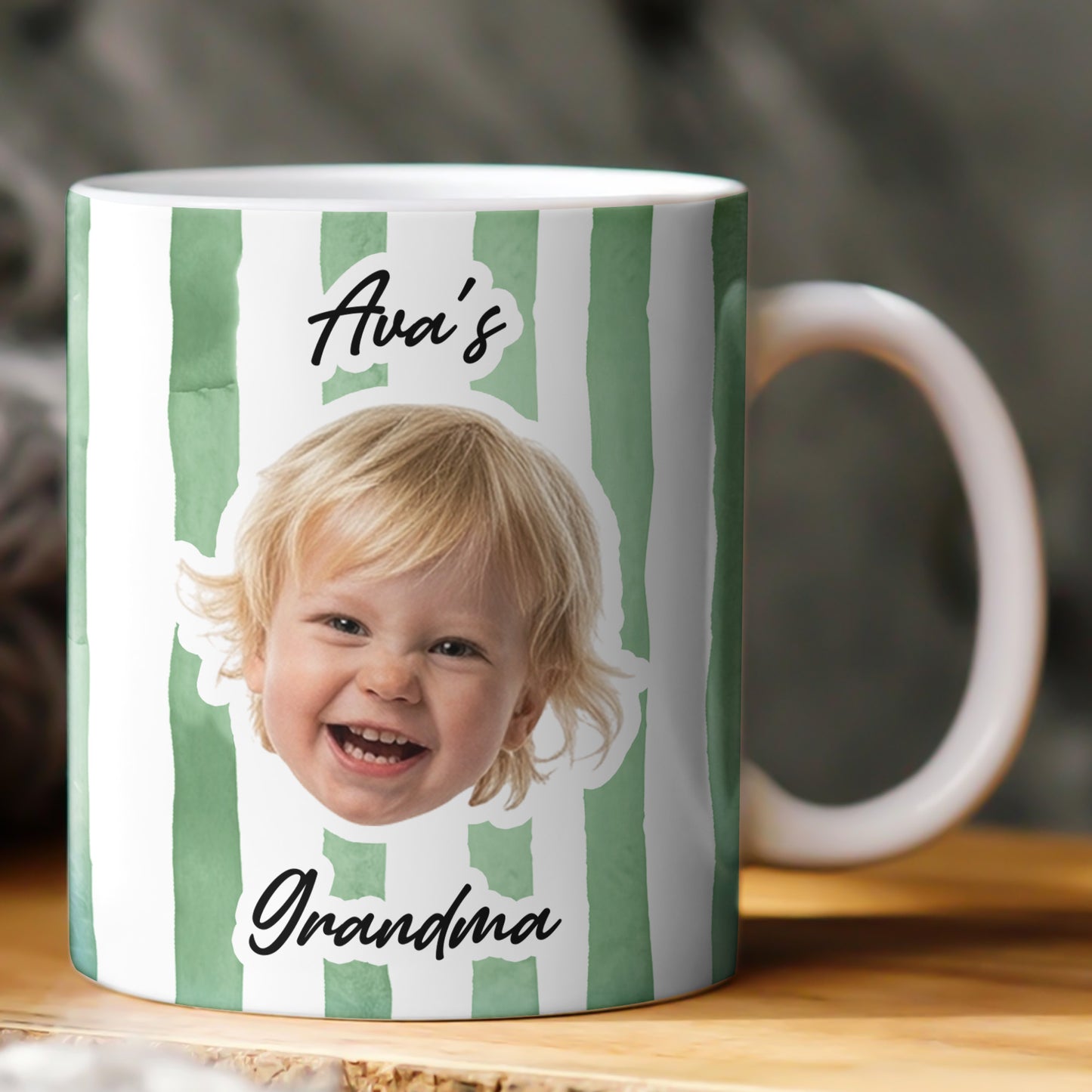Stripe Baby Face Mug Pet Face Mug Gift For Mom, Dad, Grandma, Grandpa - Personalized Photo Mug