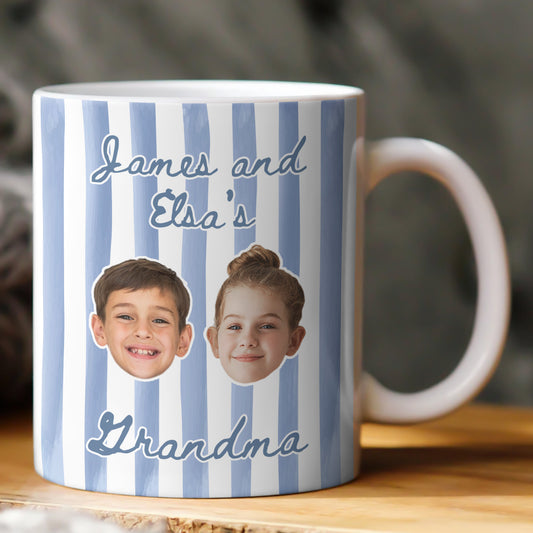 Stripe Baby Picture Gift For Grandma, New Grandma - Personalized Photo Mug