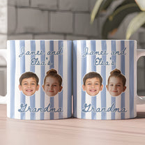 Stripe Baby Picture Gift For Grandma, New Grandma - Personalized Photo Mug