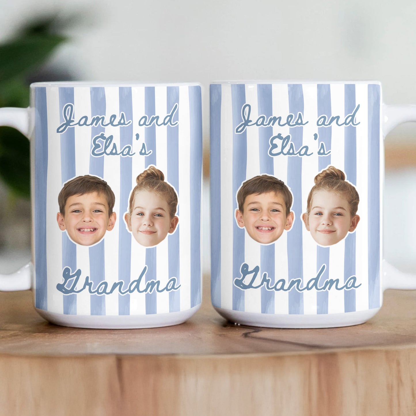 Stripe Baby Picture Gift For Grandma, New Grandma - Personalized Photo Mug