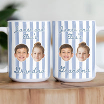Stripe Baby Picture Gift For Grandma, New Grandma - Personalized Photo Mug
