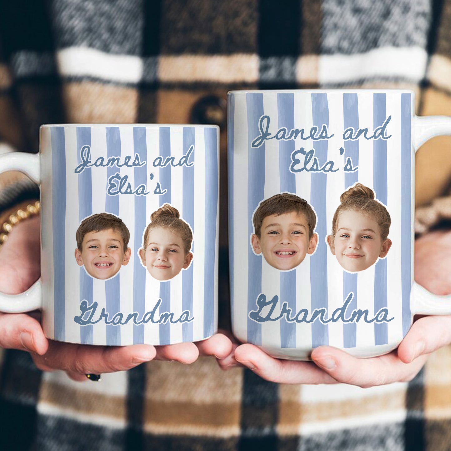 Stripe Baby Picture Gift For Grandma, New Grandma - Personalized Photo Mug