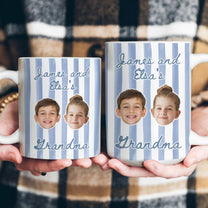 Stripe Baby Picture Gift For Grandma, New Grandma - Personalized Photo Mug