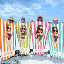 Striped Tropical Color - Personalized Quick-Dry Beach Towel