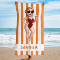 Striped Tropical Color - Personalized Quick-Dry Beach Towel