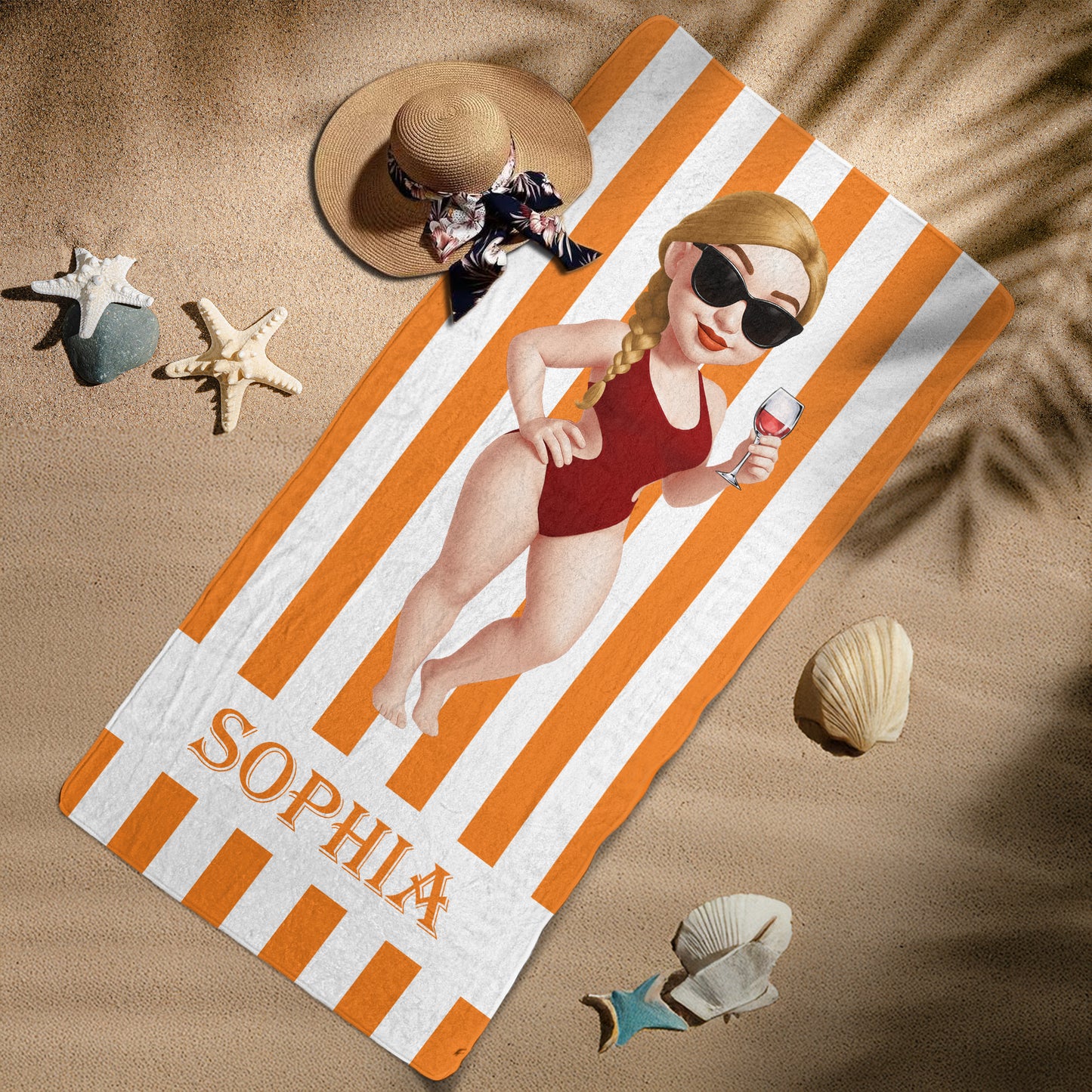 Striped Tropical Color - Personalized Quick-Dry Beach Towel