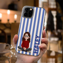 Stripes Aesthetic With Cute Cartoon - Personalized Clear Phone Case