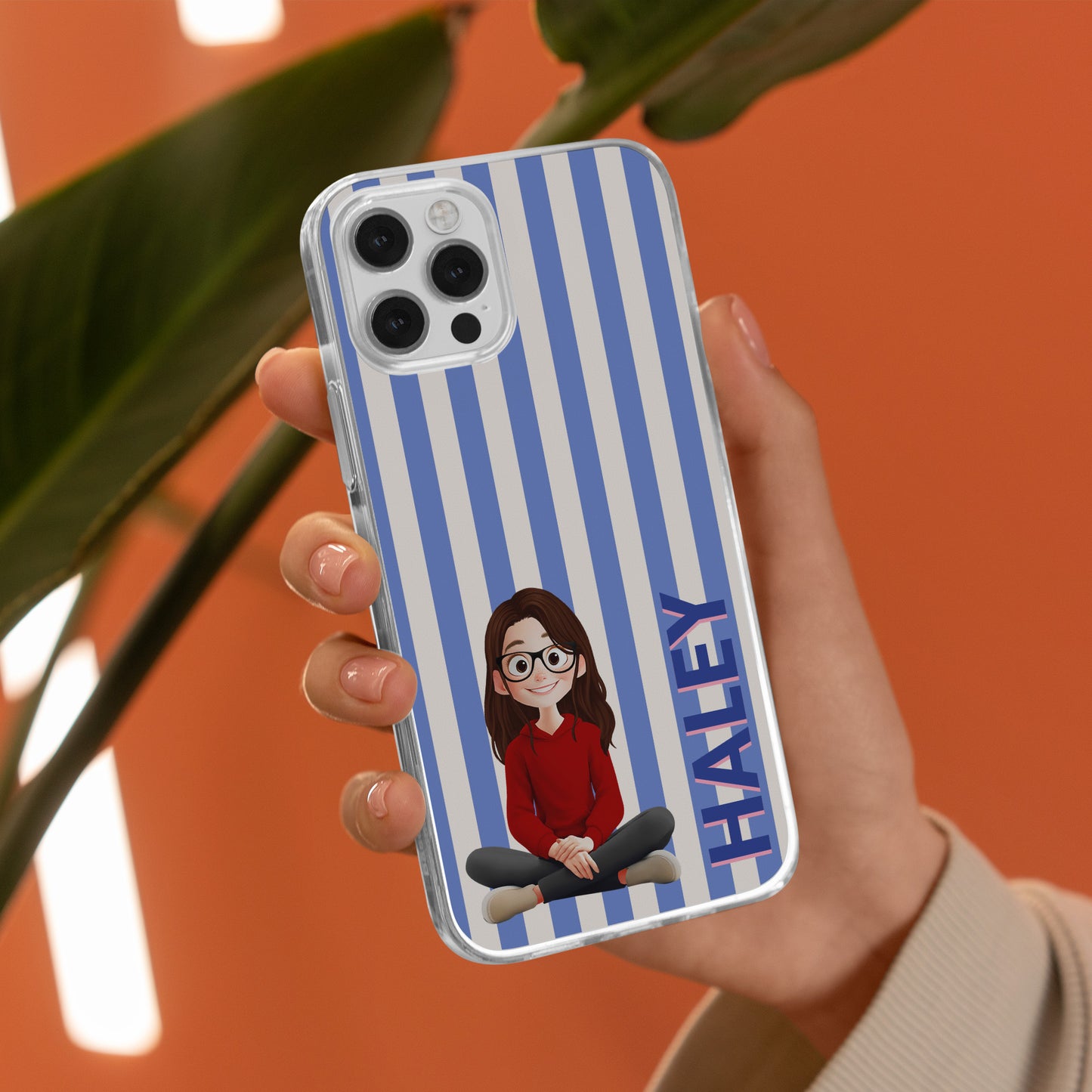 Stripes Aesthetic With Cute Cartoon - Personalized Clear Phone Case