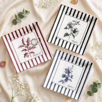 Stripes Birth Flower Custom Name Gift For Her - Personalized Jewelry Dish