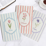 Stripes Girly Floral Journal Custom Birth Flower - Personalized Hardcover Journal