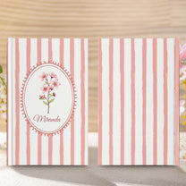 Stripes Girly Floral Journal Custom Birth Flower - Personalized Hardcover Journal
