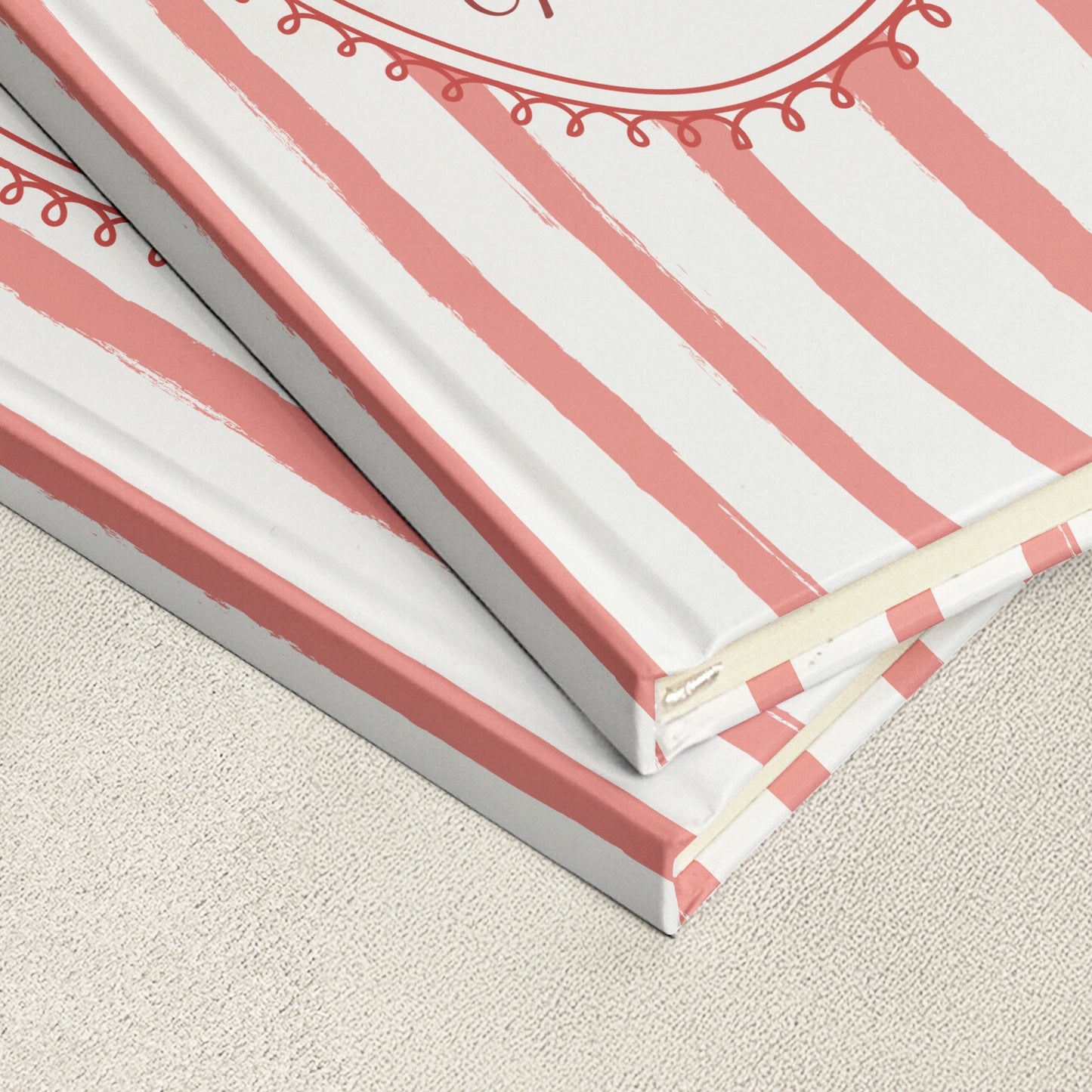 Stripes Girly Floral Journal Custom Birth Flower - Personalized Hardcover Journal