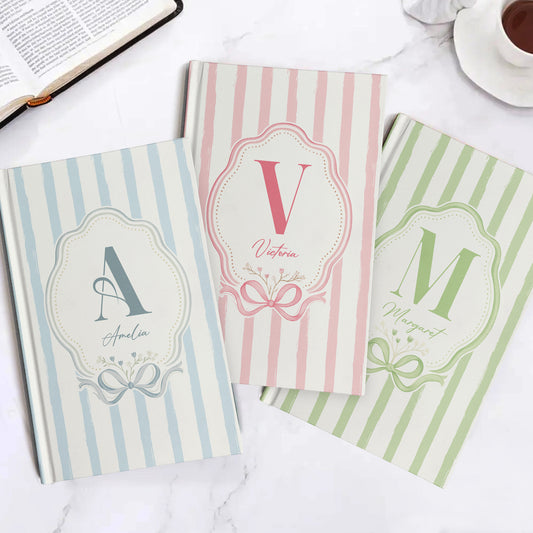 Stripes Monogram Custom Name Journal - Personalized Hardcover Journal