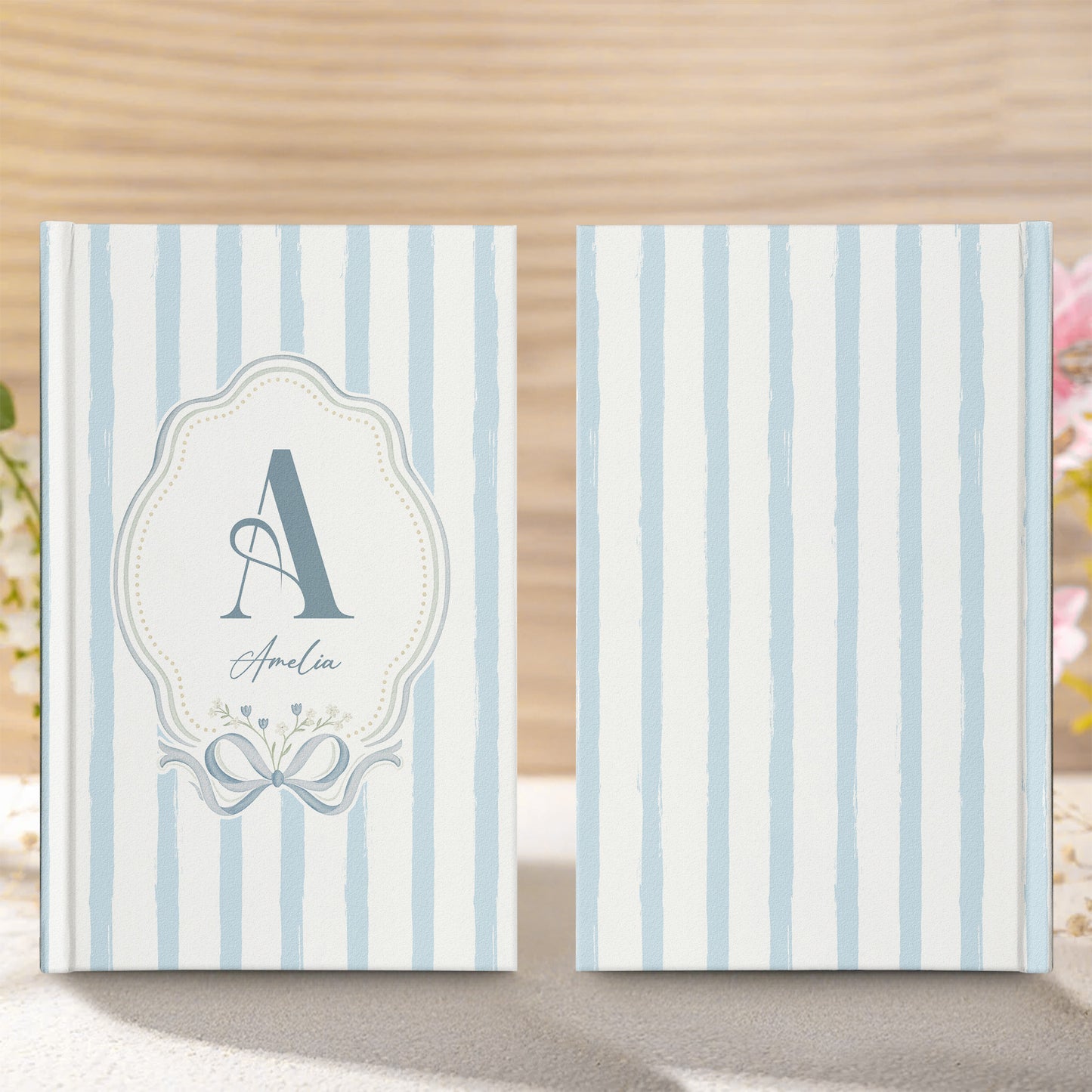 Stripes Monogram Custom Name Journal - Personalized Hardcover Journal