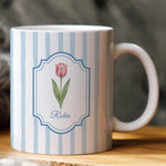 Stripes Mug Birth Month Flower Mug Gift For Her - Personalized Mug