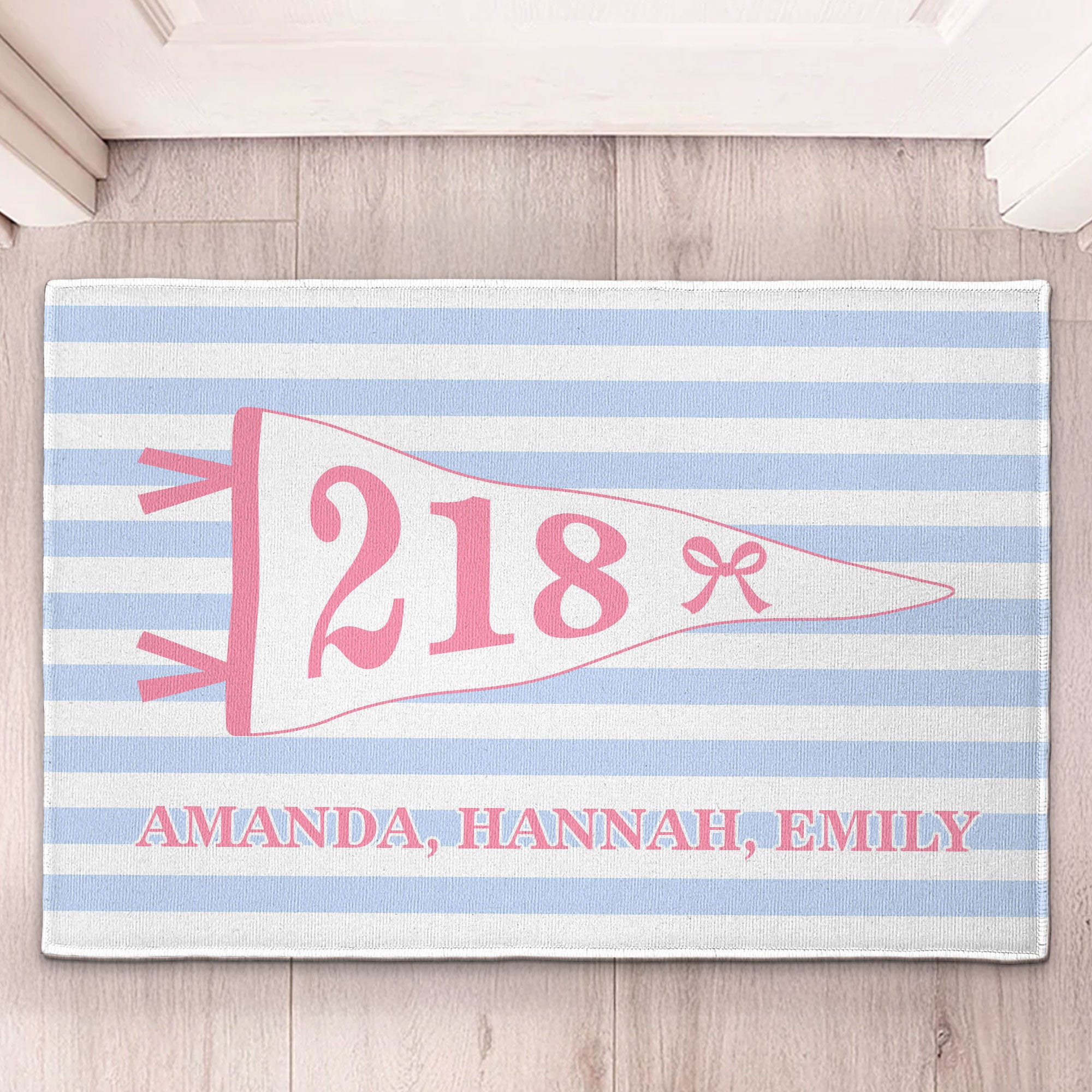 Stripes-Pennant-Dorm-Room-Personalized-Doormat-1
