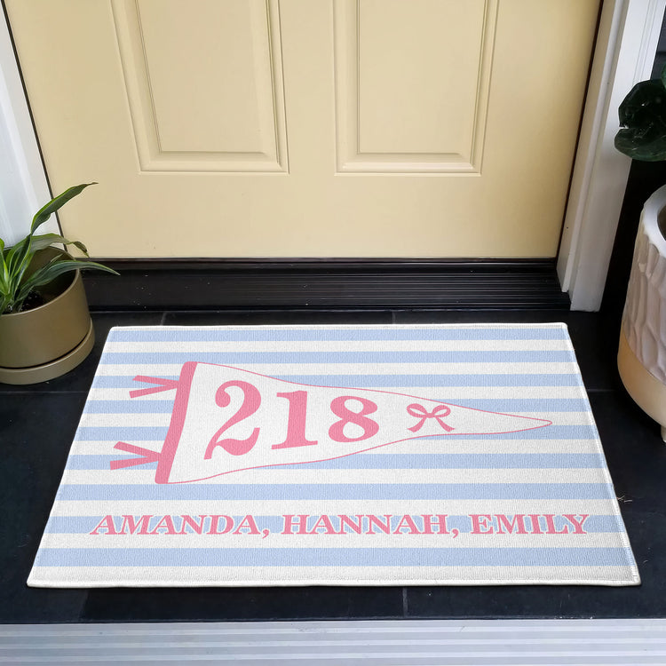 Stripes-Pennant-Dorm-Room-Personalized-Doormat-2