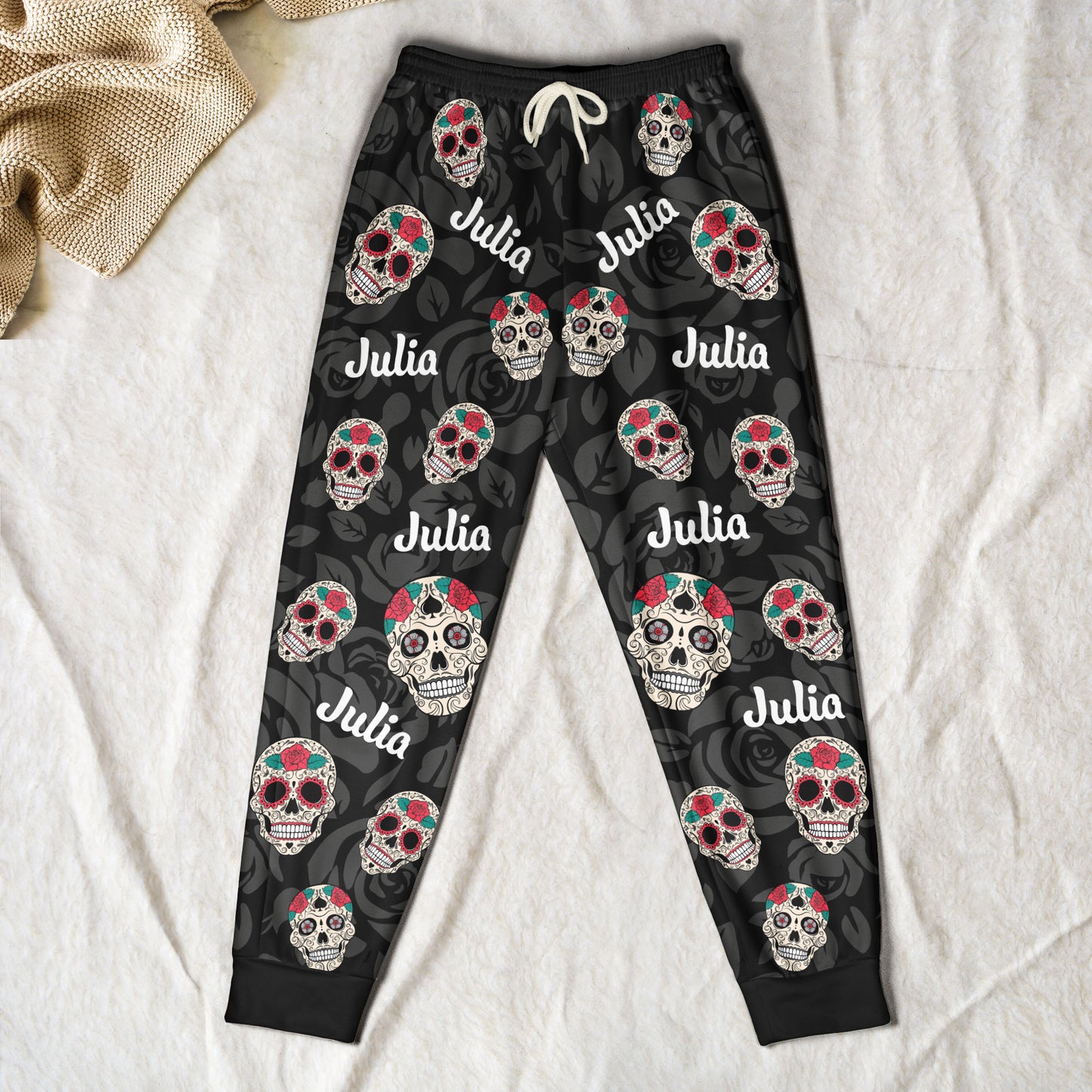 Sugar Skull, Gothic Skull Custom Name - Personalized Sweatpants