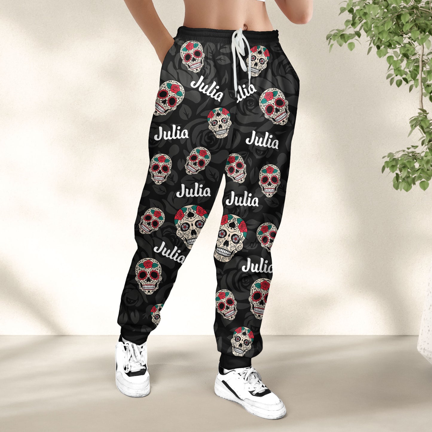 Sugar Skull, Gothic Skull Custom Name - Personalized Sweatpants