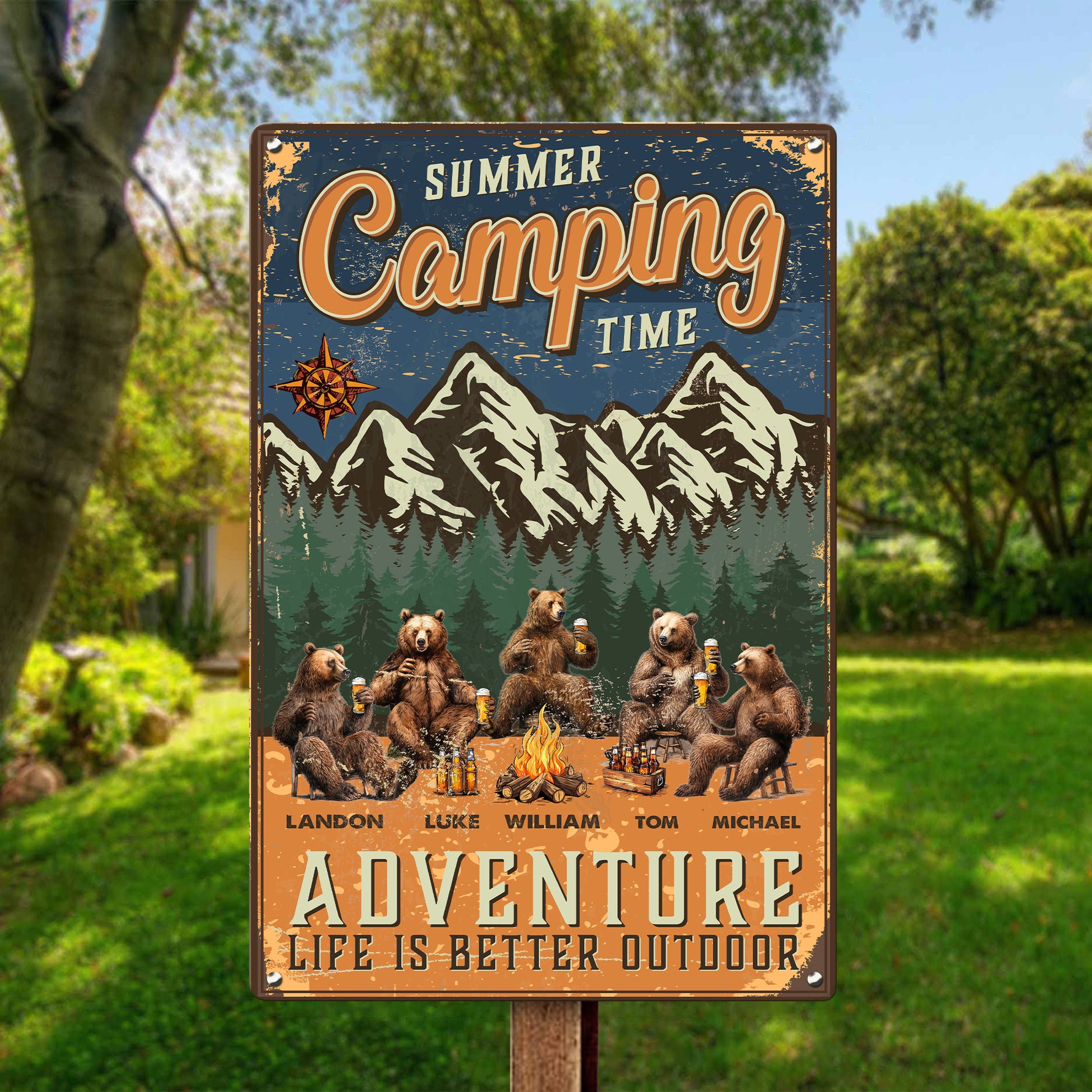 Summer Camping Time, Adventure Life Is Better Outdoor - Personalized Metal Sign