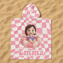 Summer Checkboard - Personalized Kids Hooded Towel