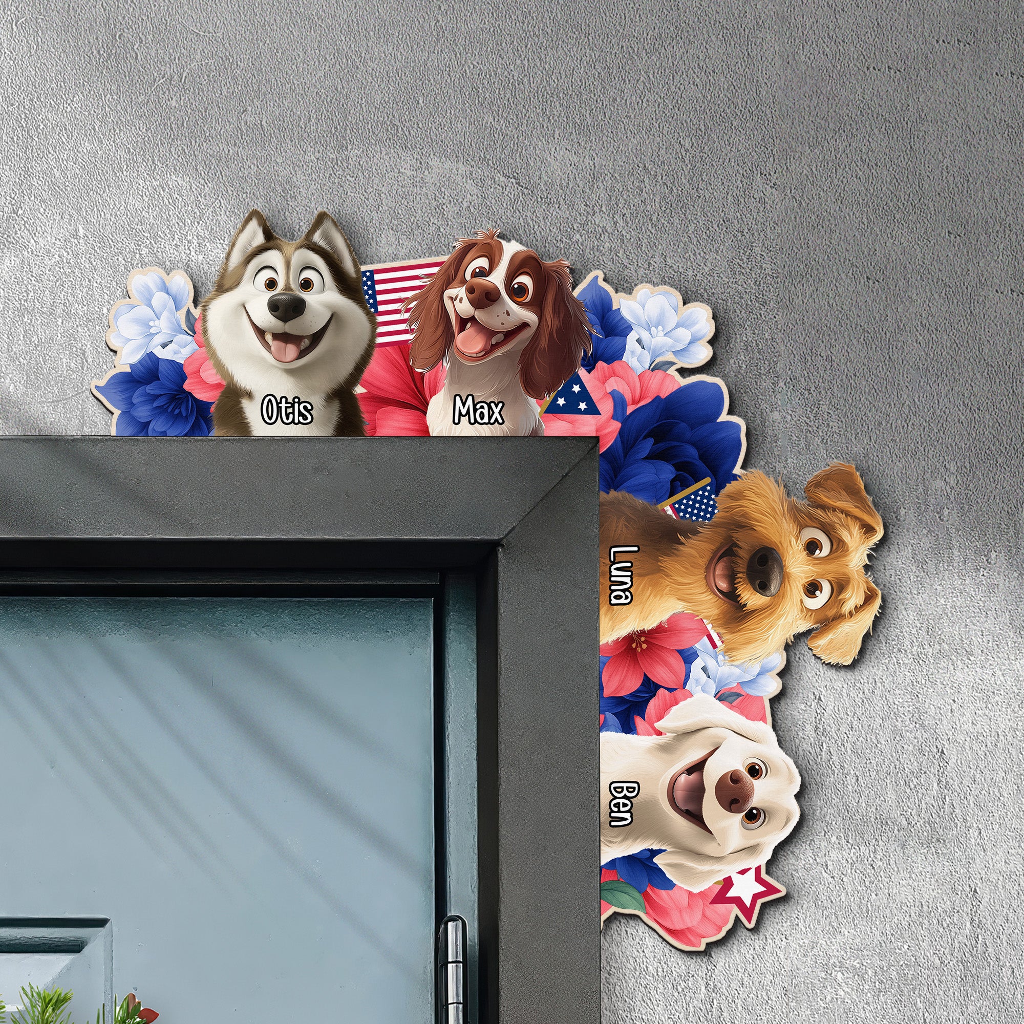 Summer In The Corner Dog Lovers - Personalized Door Corner Wood Sign