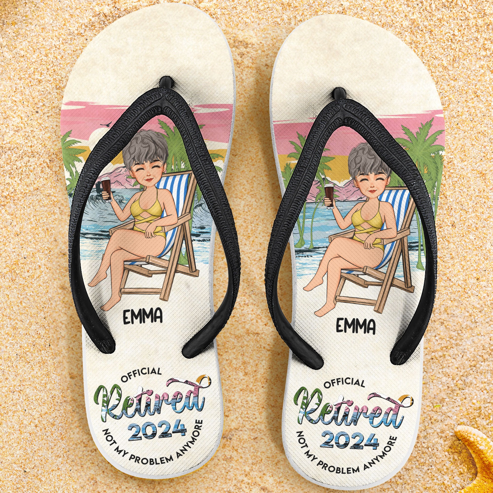 Summer Official Retired 2024 Personalized Flip Flops Macorner