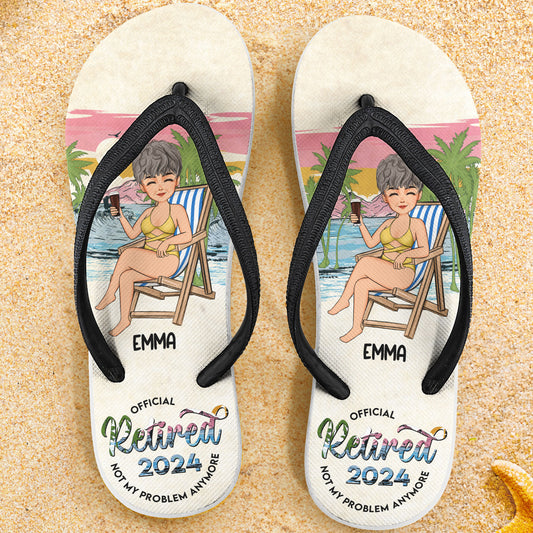 Summer Official Retired 2024 - Personalized Flip Flops