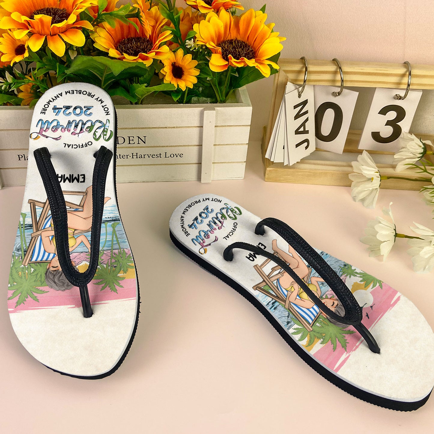 Summer Official Retired 2024 - Personalized Flip Flops