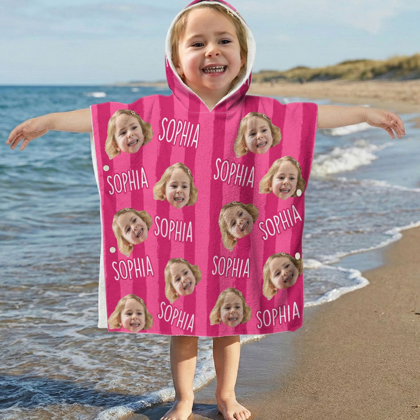 Summer Striped Kid - Personalized Kids Hooded Towel