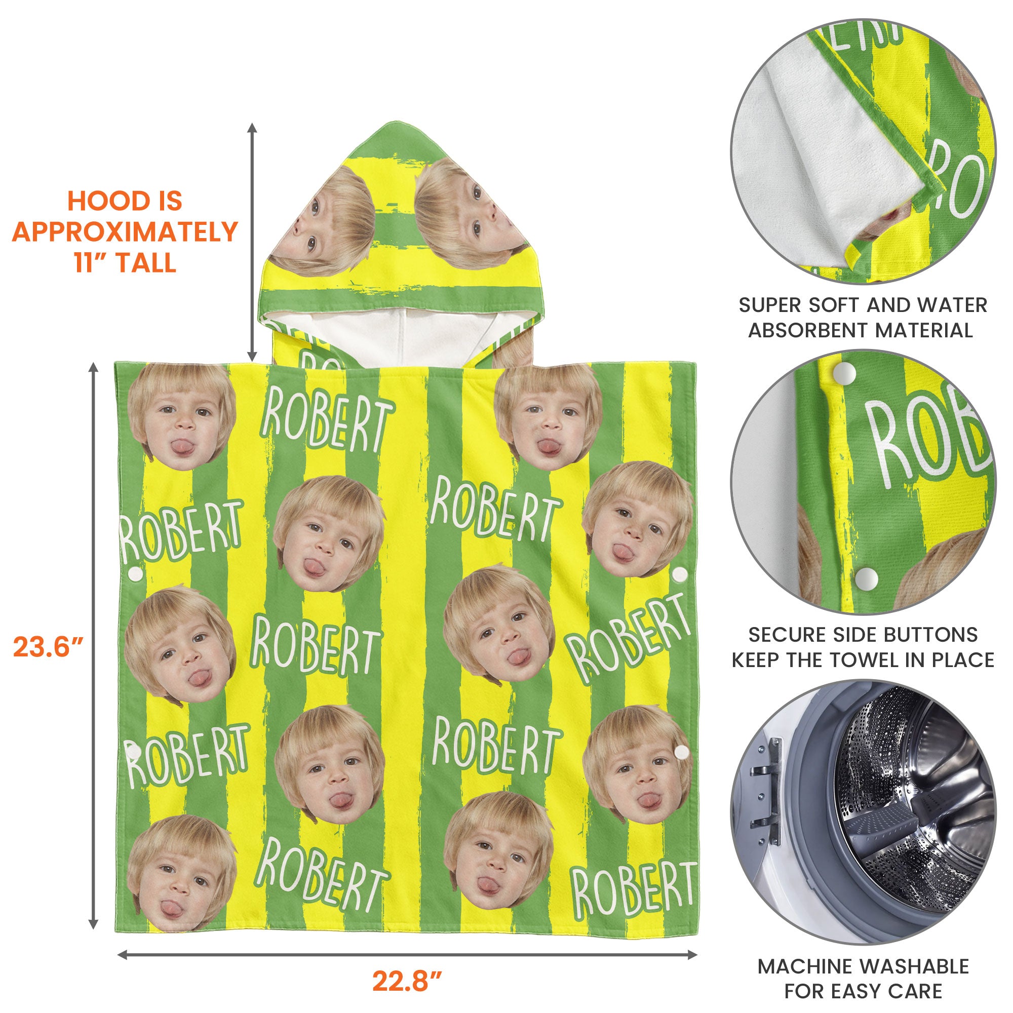 Summer Striped Kid - Personalized Kids Hooded Towel