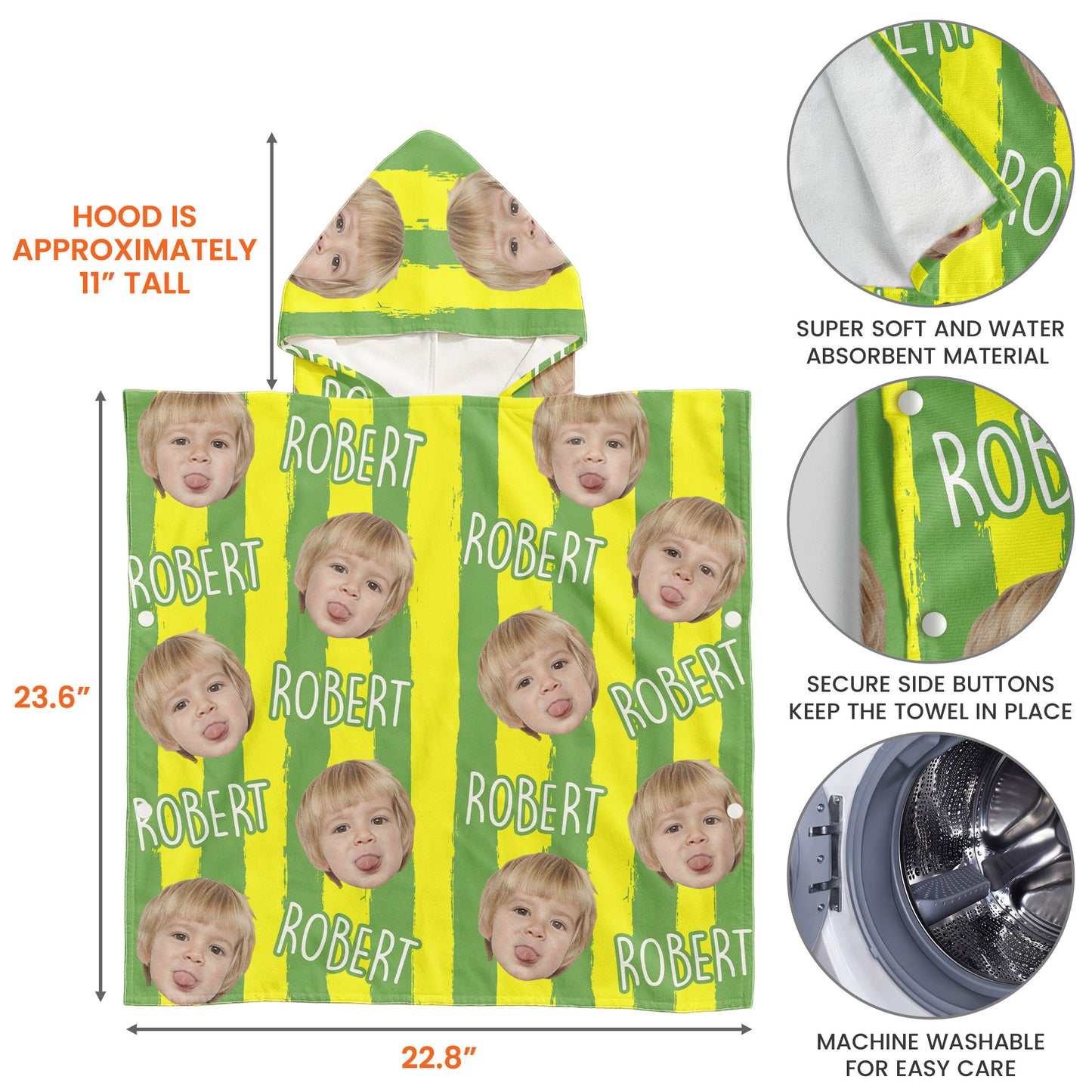 Summer Striped Kid - Personalized Kids Hooded Towel