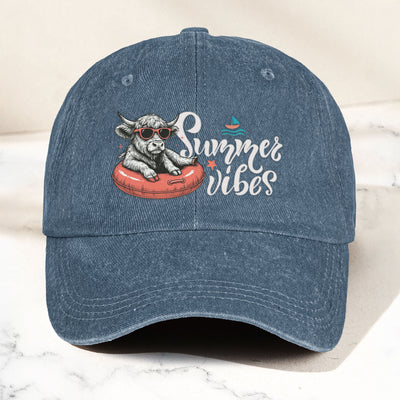 Summer Vibes - Personalized Distressed Denim Cap