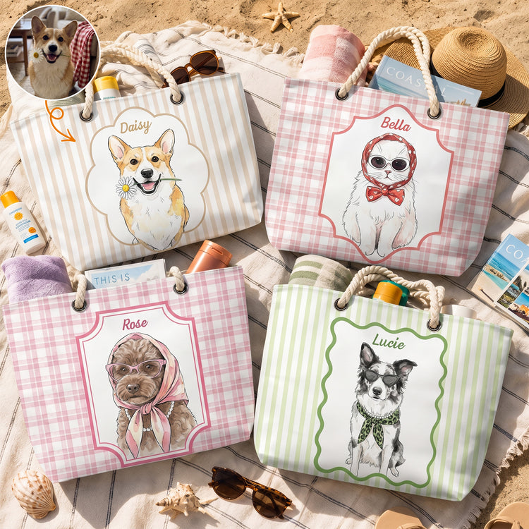 Summer-Bag-Custom-Pet-Portrait-Watercolor-Art-Personalized-Beach-Bag-1
