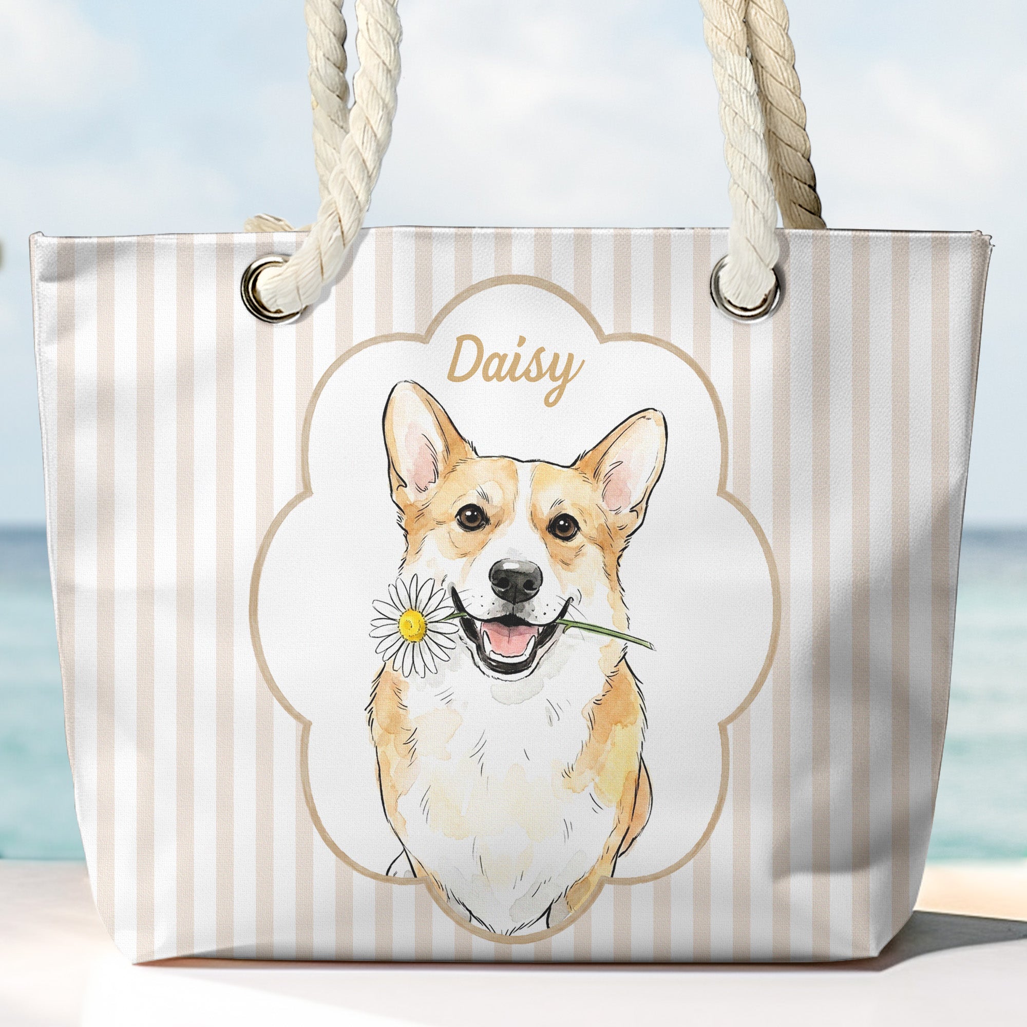 Summer-Bag-Custom-Pet-Portrait-Watercolor-Art-Personalized-Beach-Bag-2