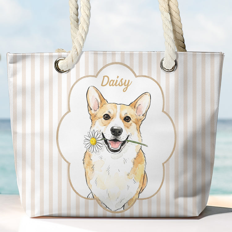 Summer-Bag-Custom-Pet-Portrait-Watercolor-Art-Personalized-Beach-Bag-2