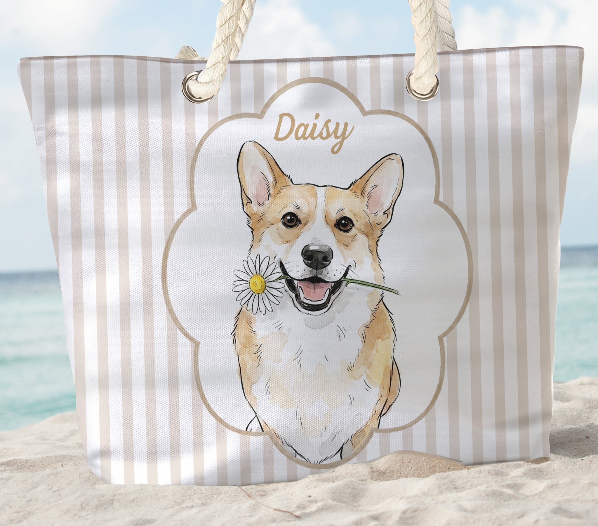 Summer-Bag-Custom-Pet-Portrait-Watercolor-Art-Personalized-Beach-Bag-3