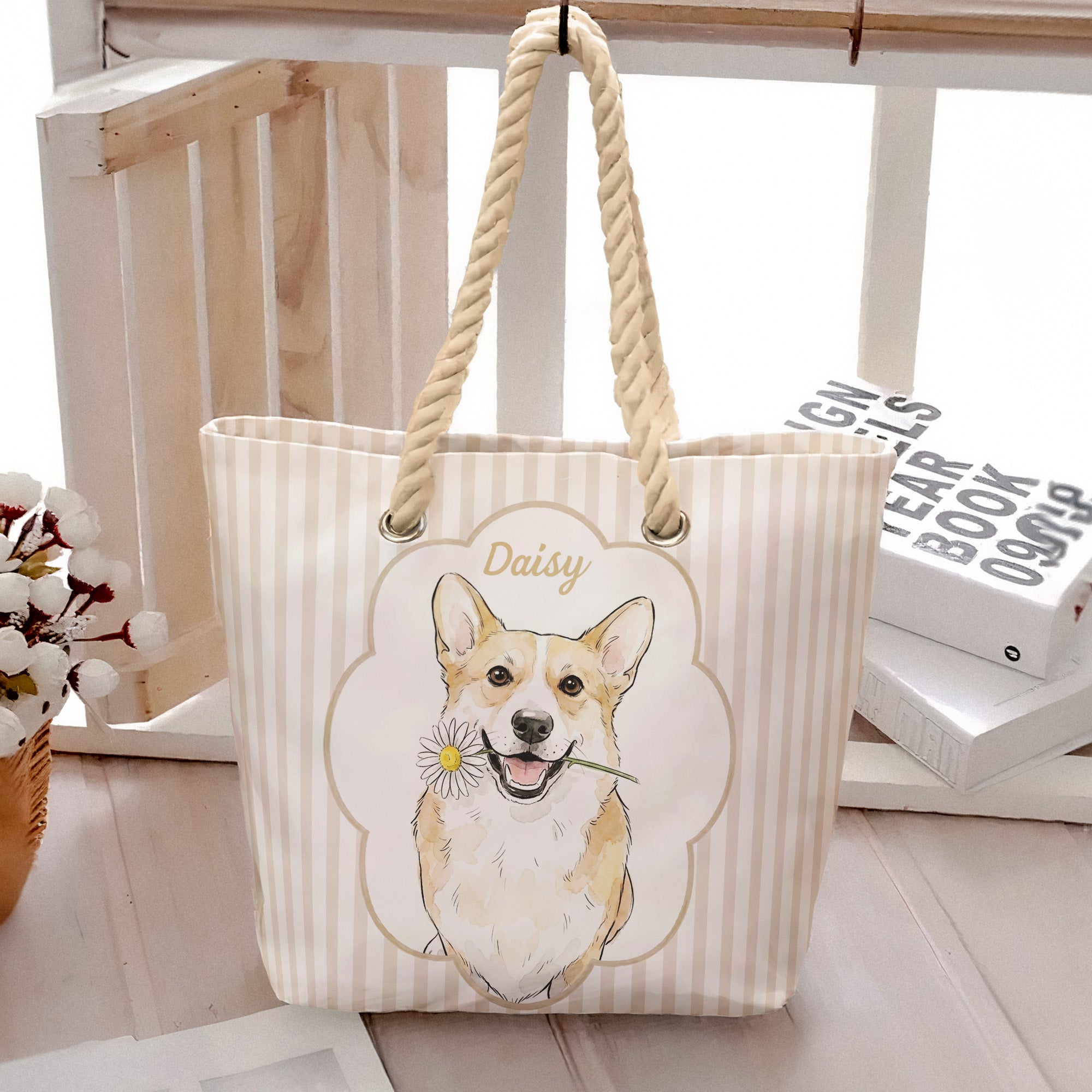 Summer-Bag-Custom-Pet-Portrait-Watercolor-Art-Personalized-Beach-Bag-5