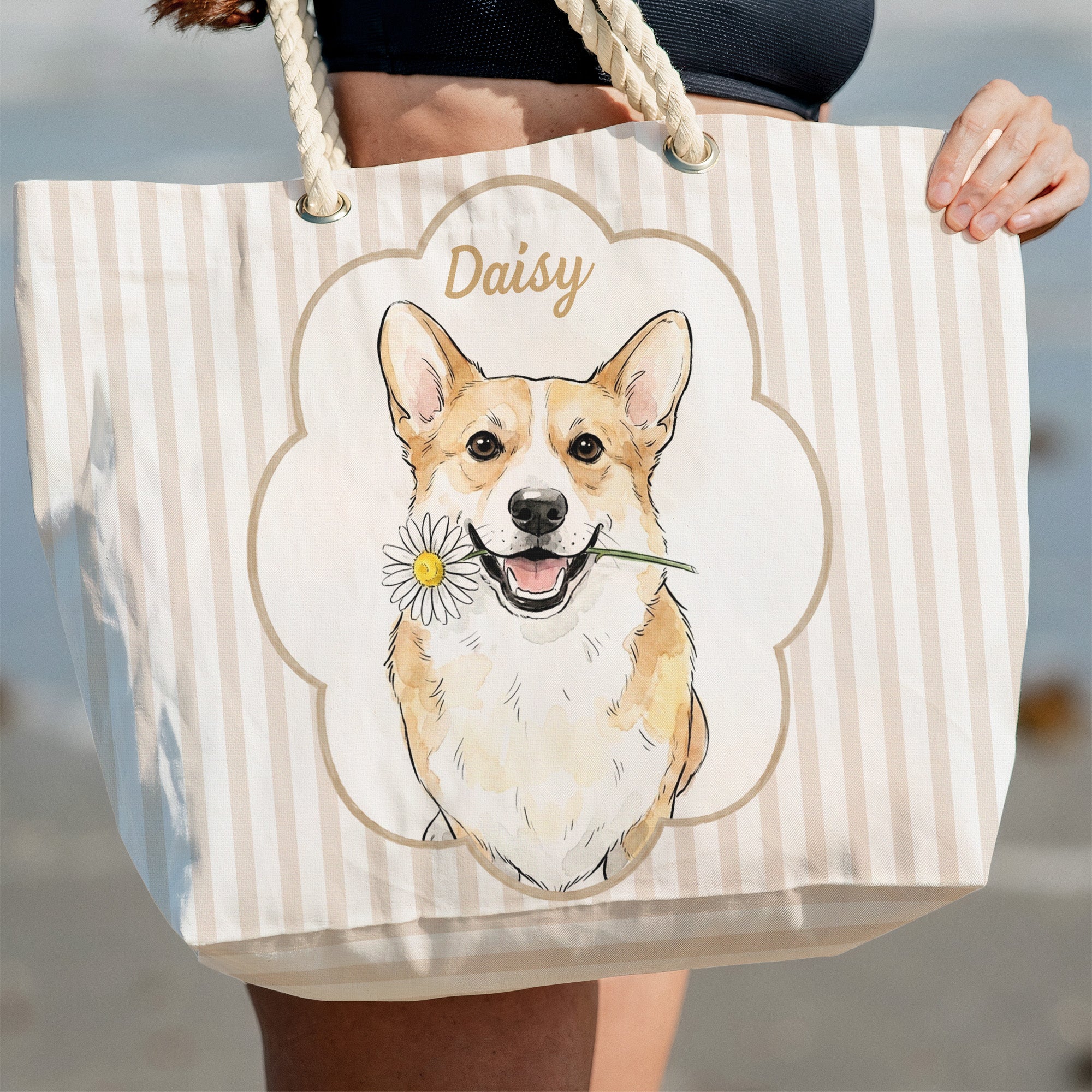 Summer-Bag-Custom-Pet-Portrait-Watercolor-Art-Personalized-Beach-Bag-6