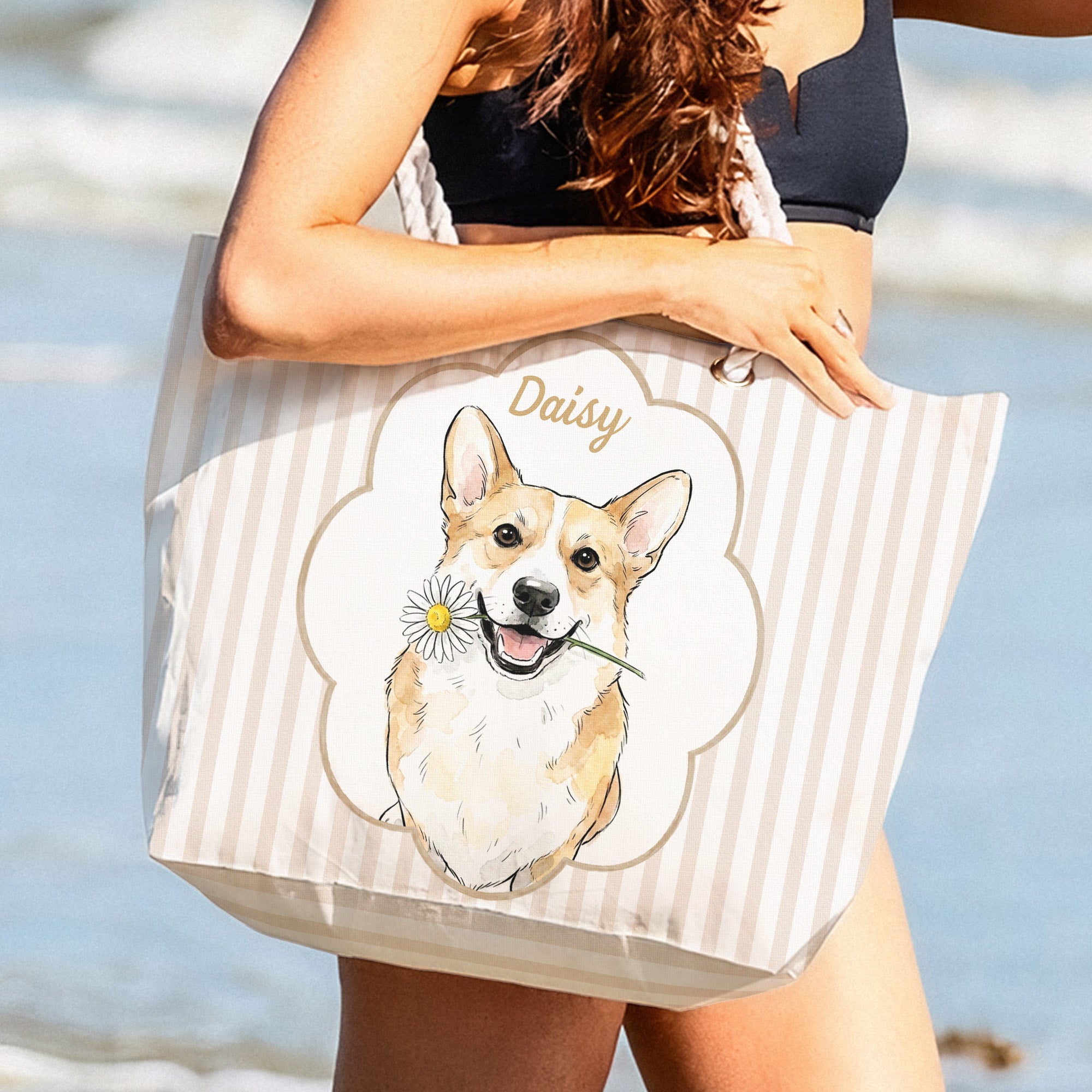 Summer-Bag-Custom-Pet-Portrait-Watercolor-Art-Personalized-Beach-Bag-7