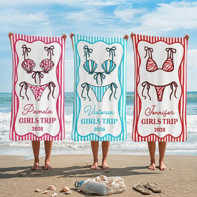 Summer Bikini Funny For Girls Trip - Personalized Beach Towel