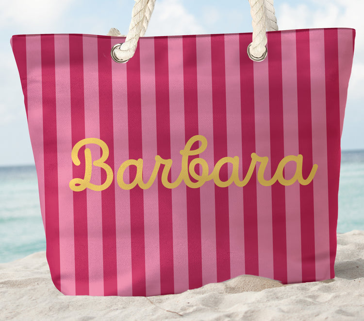 Summer-Stripe-Pattern-With-Name-Personalized-Beach-Bag-2