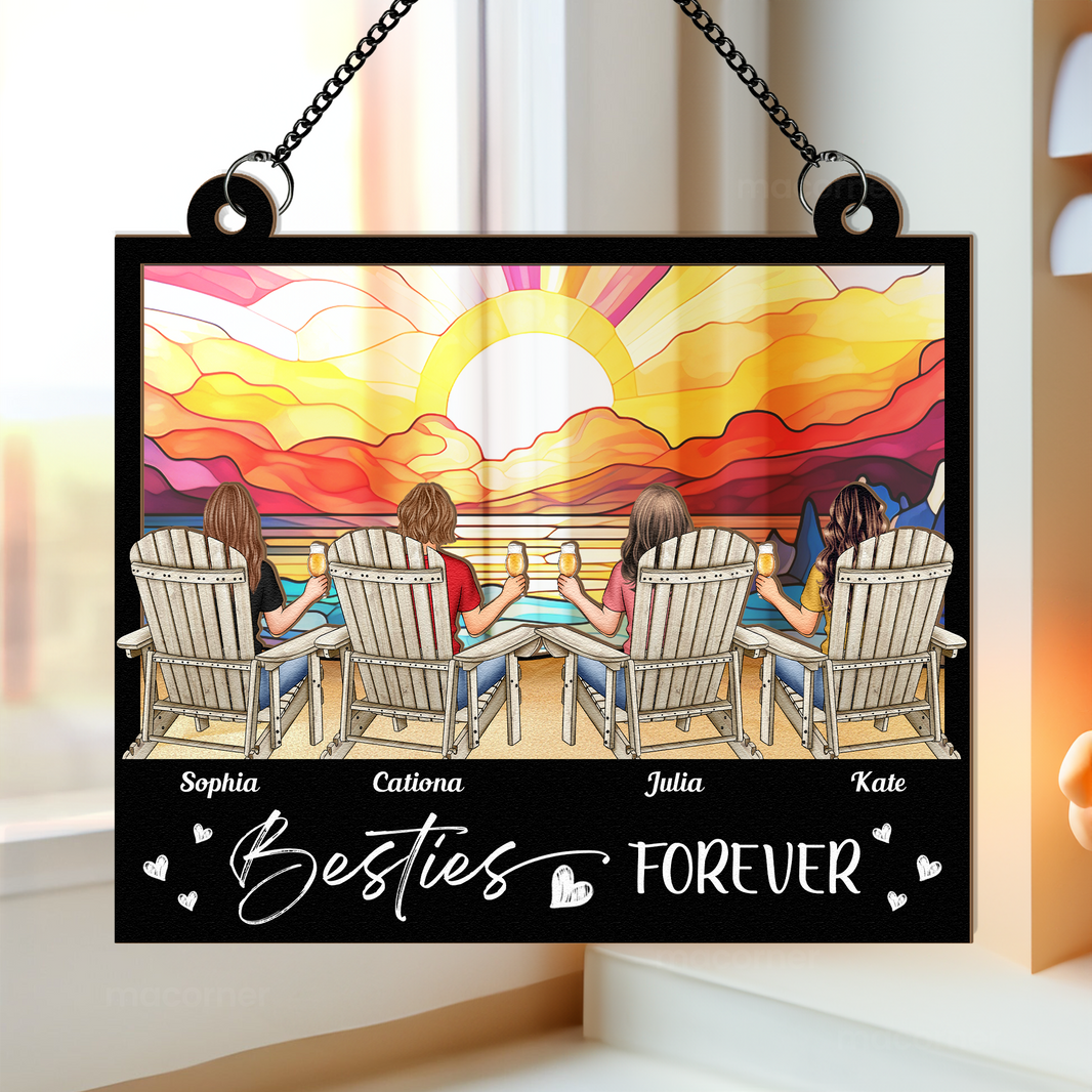 Distance Means So Little, When Someone Means So Much - Bestie Personalized Window Hanging Suncatcher Ornament - Gift For Best Friends, BFF, Sisters