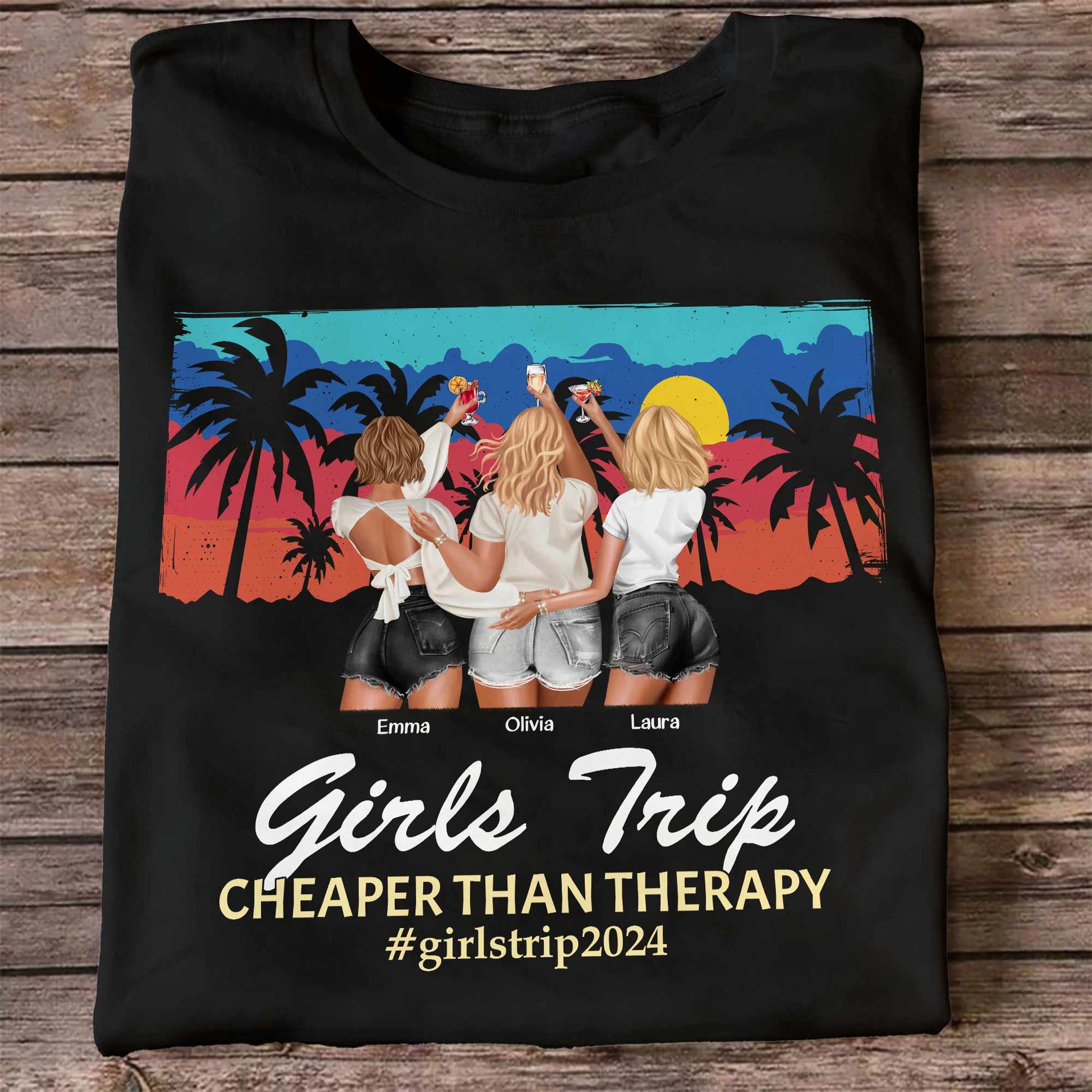 Sunset Retro Girls Trip - Personalized Shirt