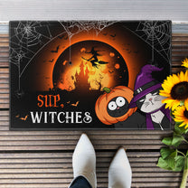 Sup, Withes Halloween Cats- Personalized Doormat