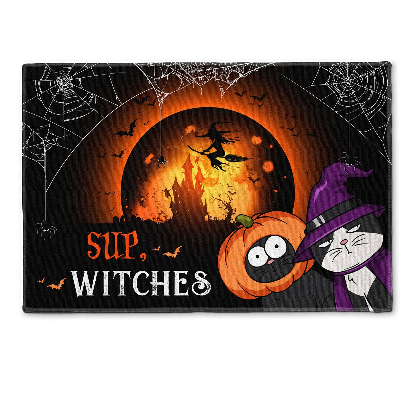 Sup, Withes Halloween Cats- Personalized Doormat
